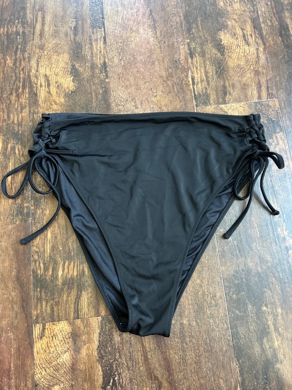Shade and shore Black High-Waist Swim Bottom with Side Ties